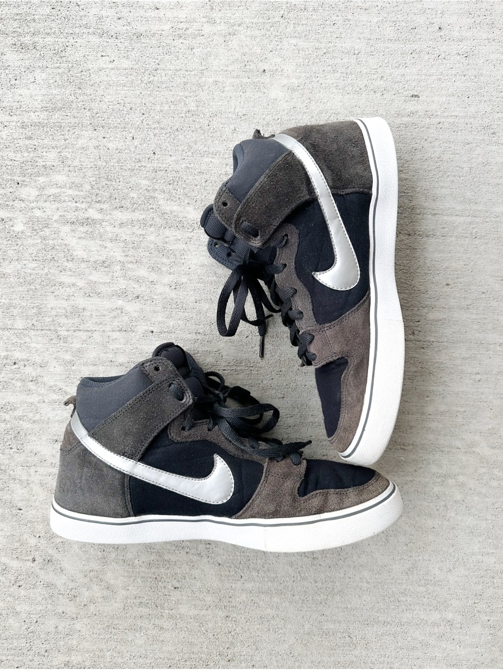 Nike Dunk High LR Mens Charcoal Black Silver Suede 10 M Skate Shoes